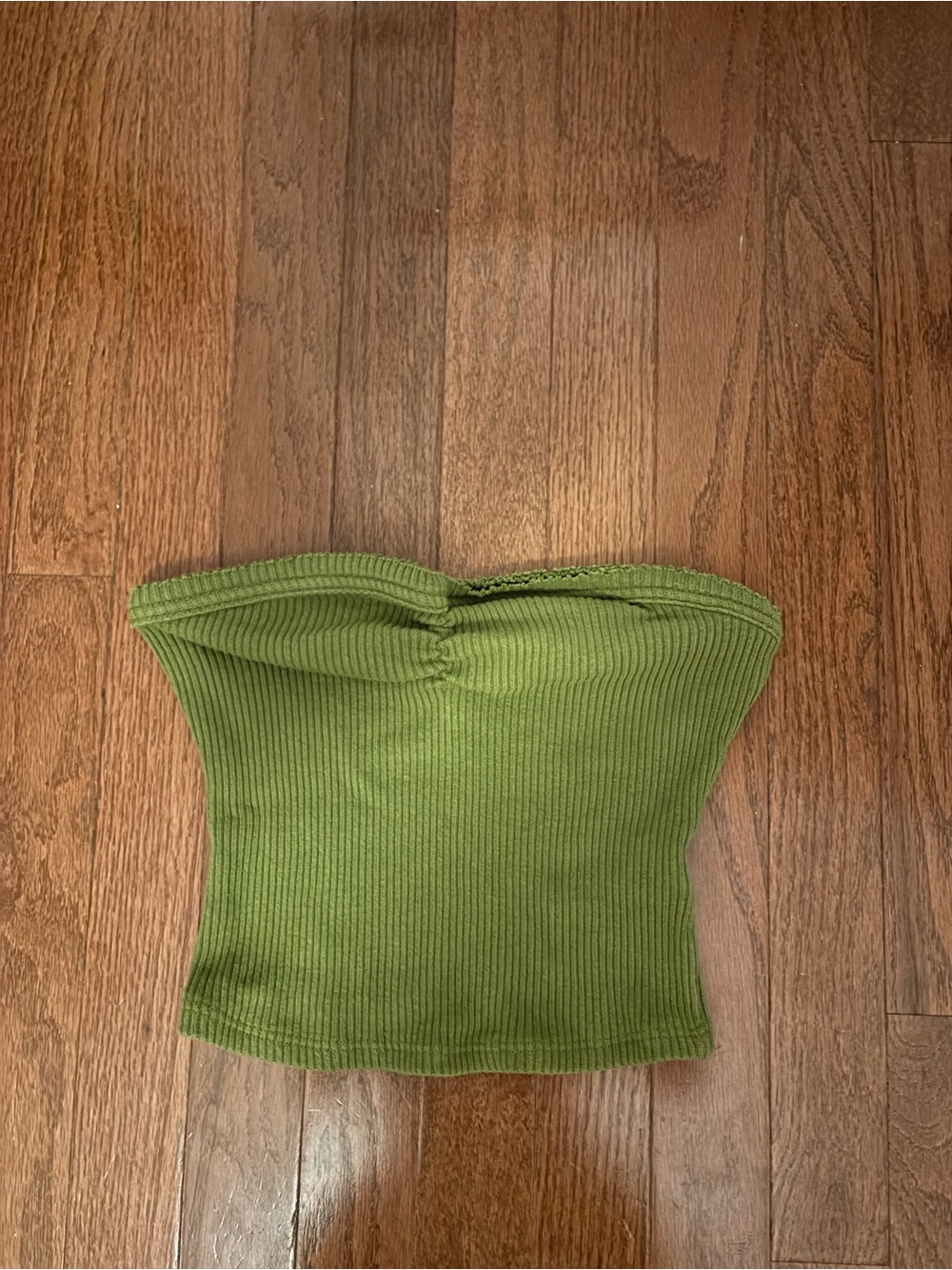 Urban Outfitters Olive Green Ribbed Strapless Tube Top